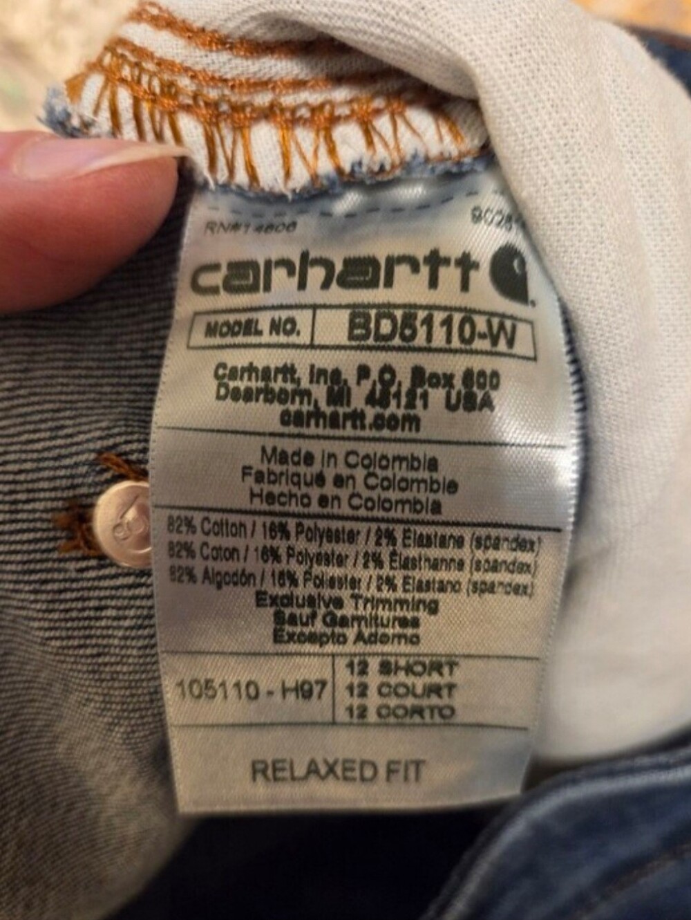 Carhartt Relaxed Fit Double Front Carpenter Style Straight Leg Jeans Size 12 S - Picture 5 of 6
